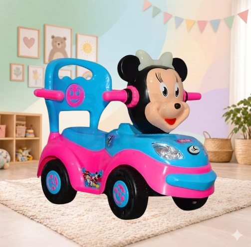 Cartoon Character Push Car With Music Horn Baby Ride on Toy Car For Little Boys & Girls, Toddlers, Flash Light