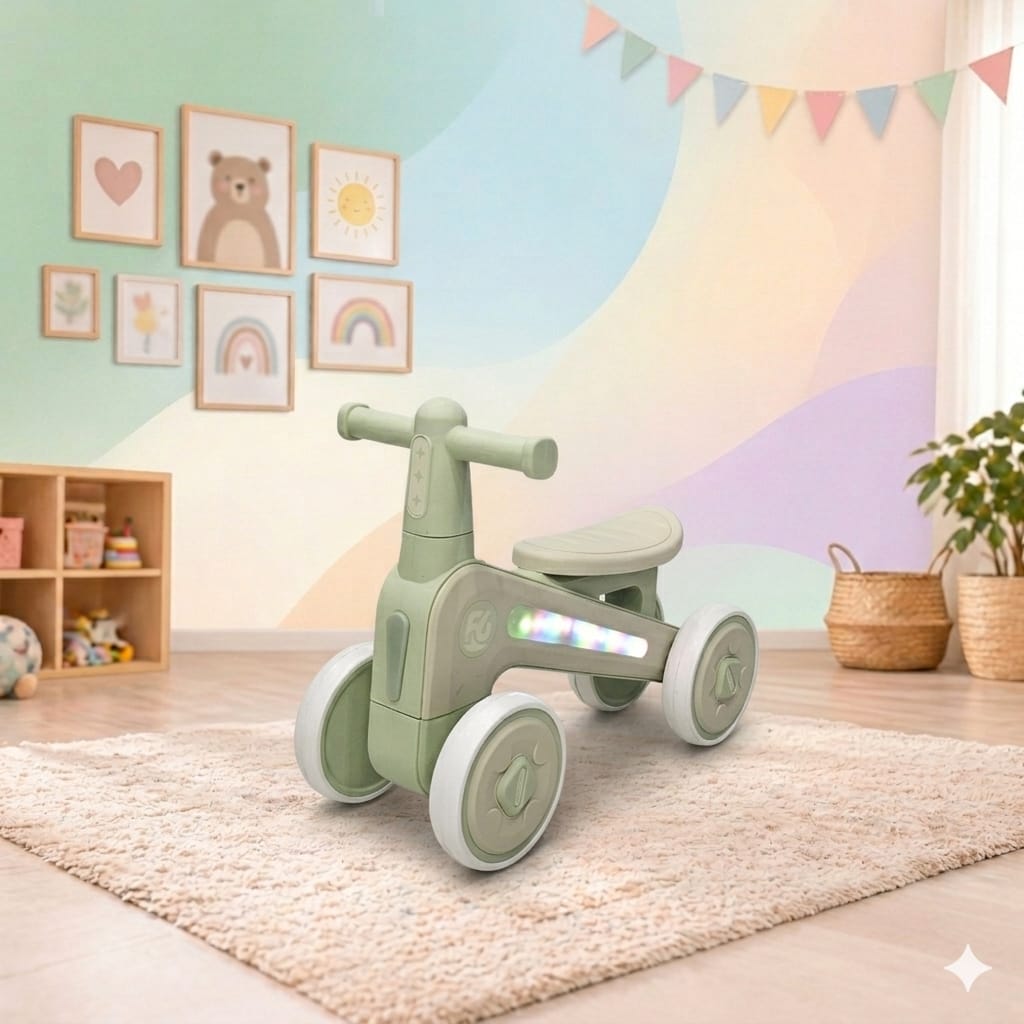 4 WHEEL FIBRE TOLO & PUSH CAR WITH MUSIC AND LIGHT - Green Colour