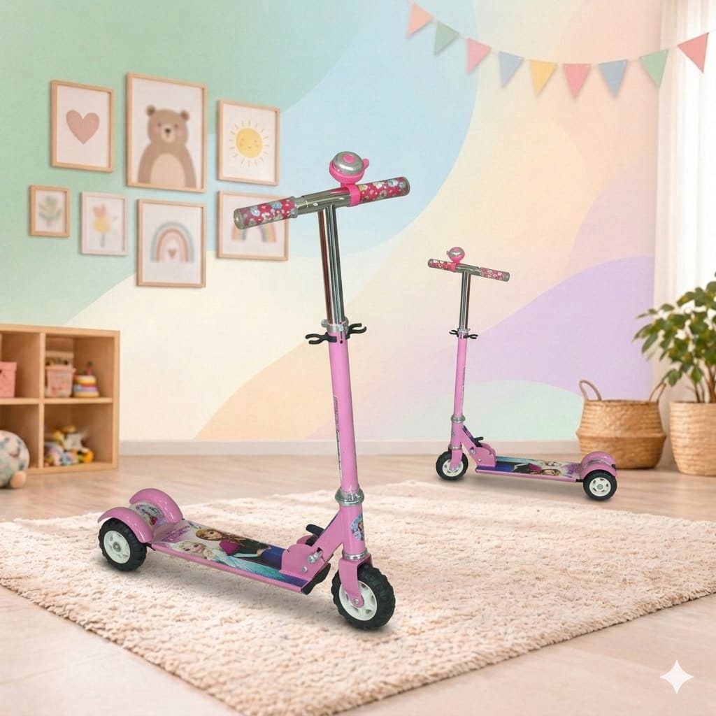 Kids Scooty or Girls Frozen Character - Black Premium Tyres