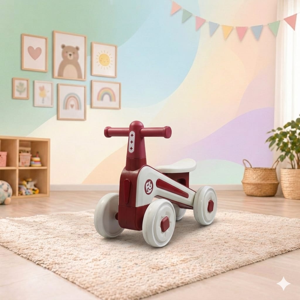4 WHEEL FIBRE TOLO & PUSH CAR WITH MUSIC AND LIGHT - Brown Colour