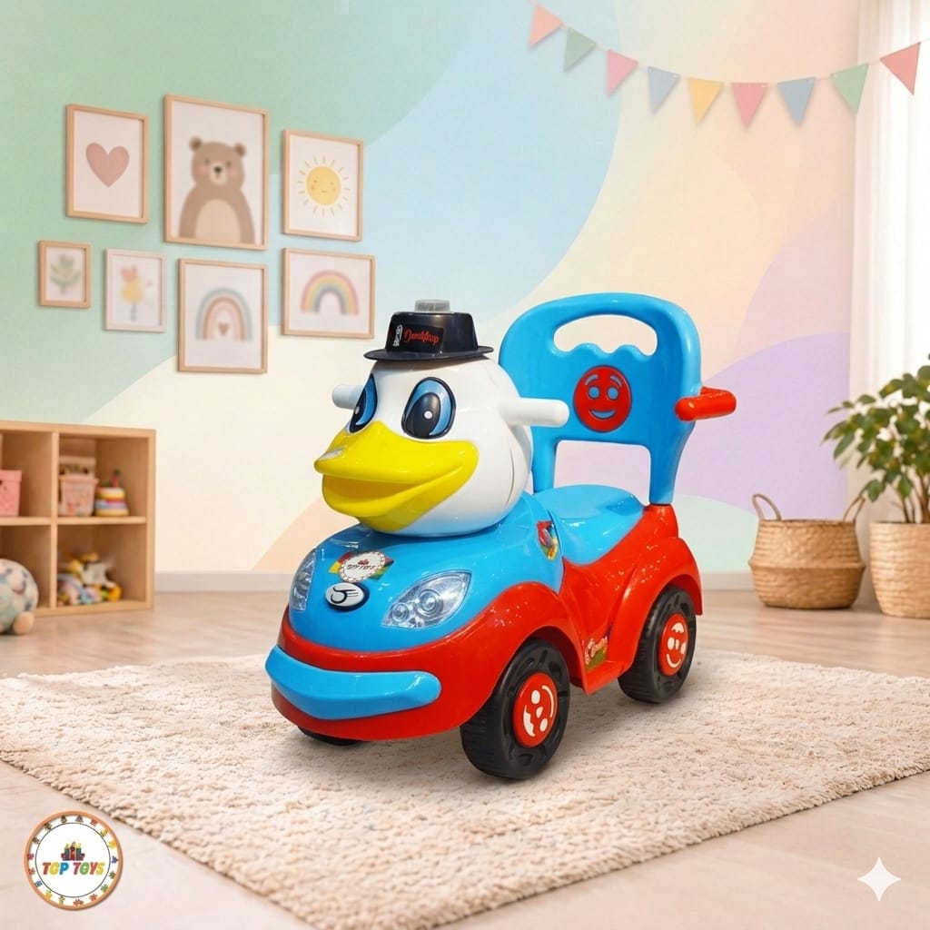 Cartoon Character Push Car With Music Horn Baby Ride on Toy Car For Little Boys & Girls, Toddlers, Flash Light