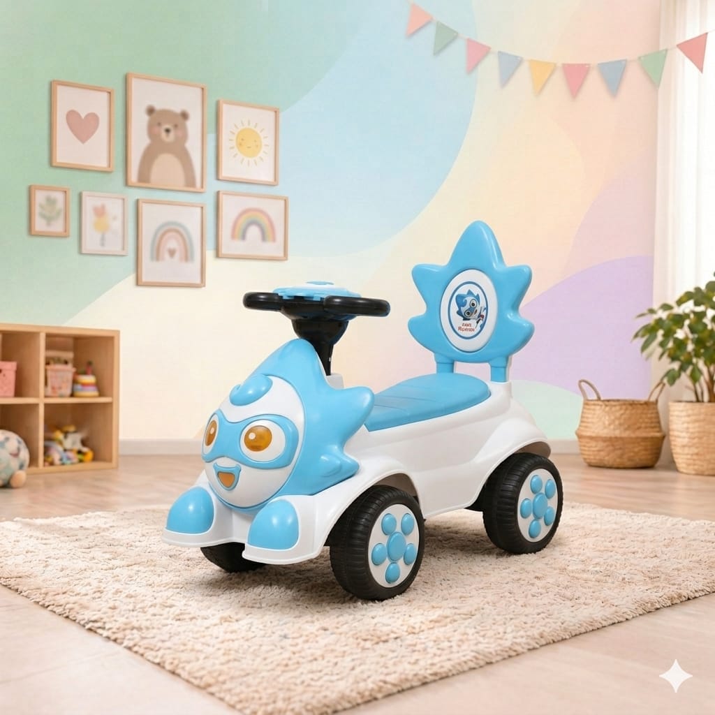 Cartoon Character Push Car With Music Horn Baby Ride on Toy Car For Little Boys & Girls, Toddlers, Flash Light