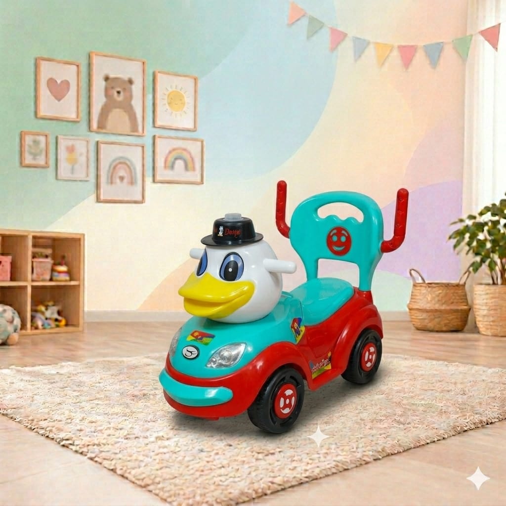 Cartoon Character Push Car With Music Horn Baby Ride on Toy Car For Little Boys & Girls, Toddlers, Flash Light