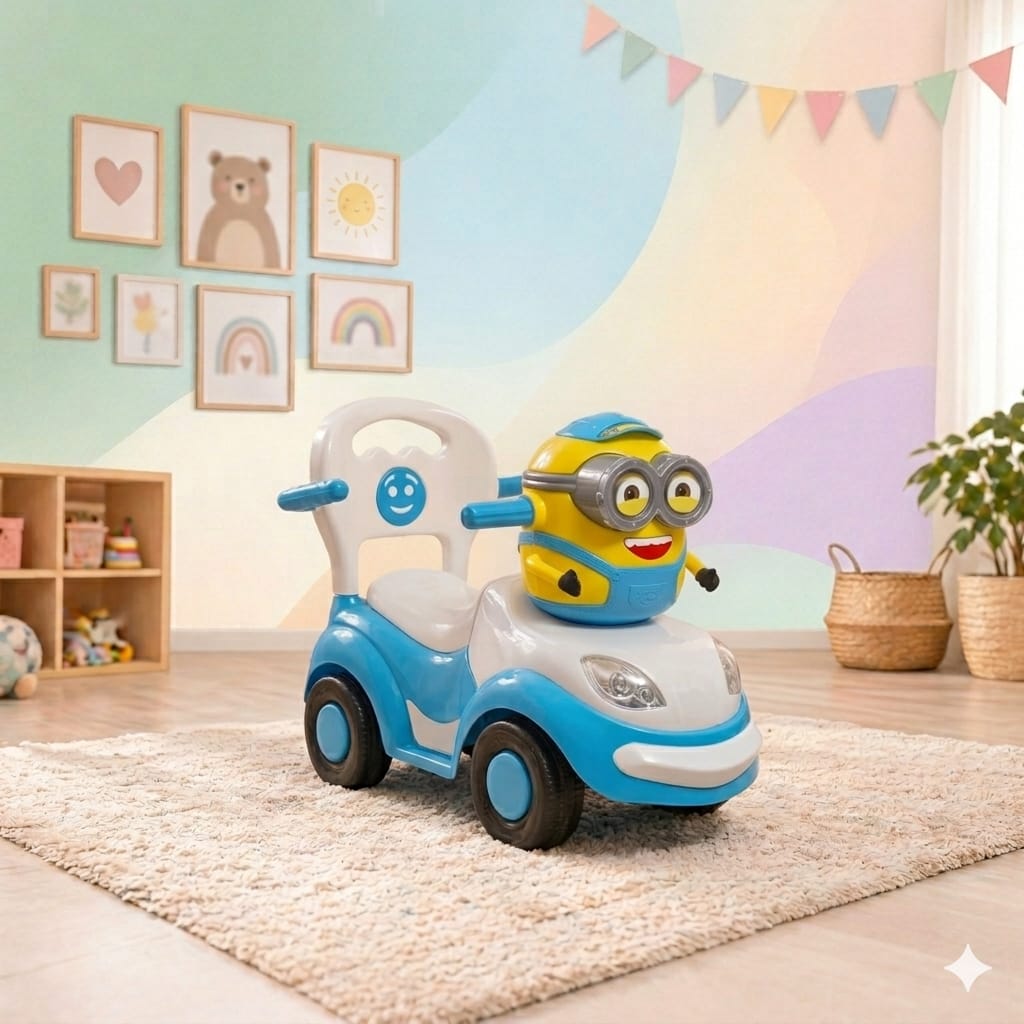 Cartoon Character Push Car With Music Horn Baby Ride on Toy Car For Little Boys & Girls, Toddlers, Flash Light