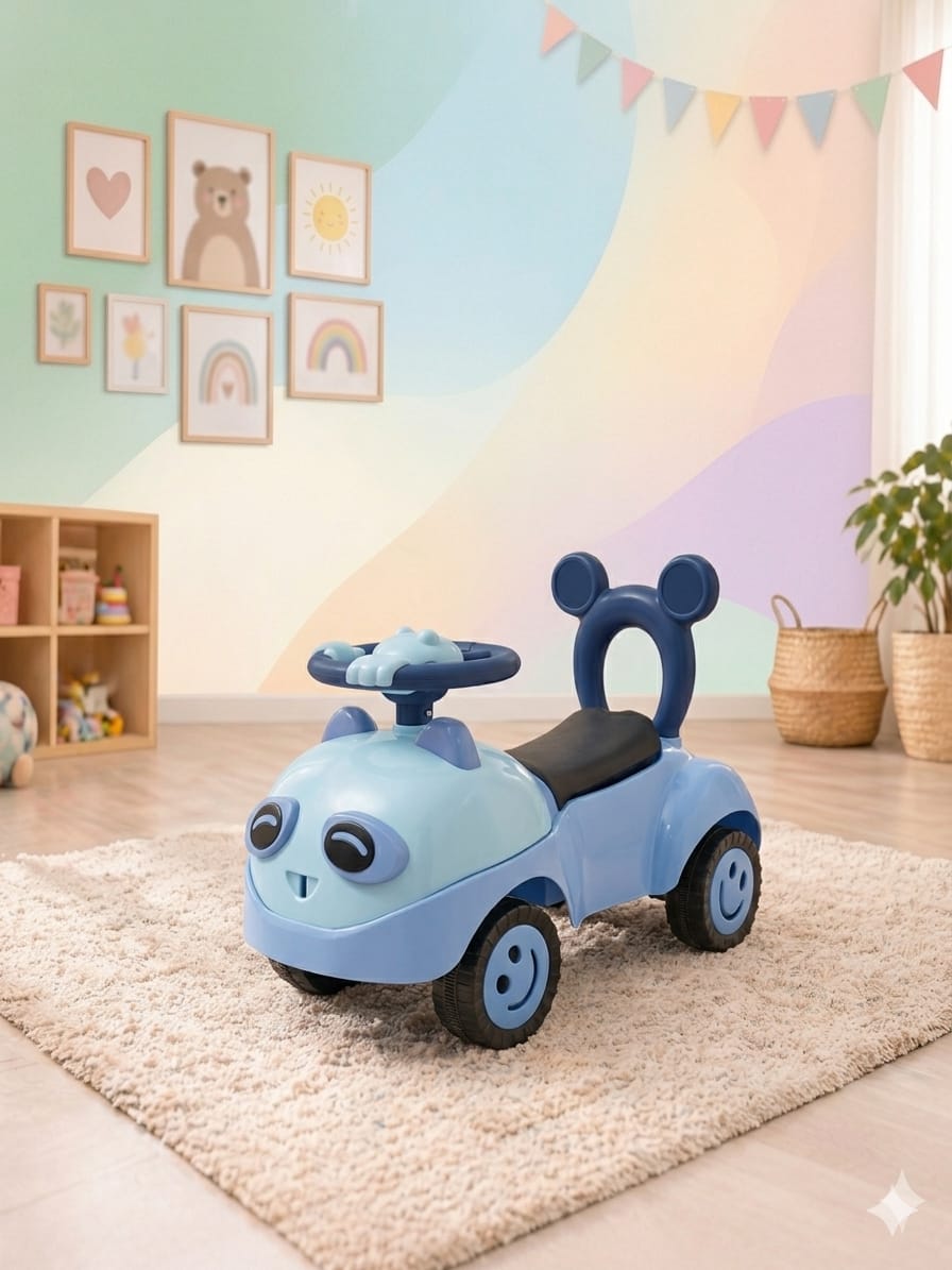 Cartoon Character Push Car With Music Horn Baby Ride on Toy Car For Little Boys & Girls, Toddlers, Flash Light